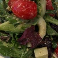 Insalata Mista · Vegetarian.. Gluten free.. Vegan. Mixed green salad with tomatoes and cucumber.