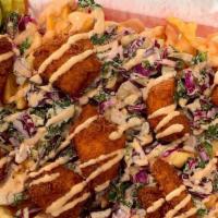 Loaded Fries  · Seasoned fries topped with slaw, chicken, pickles and Twinz sauce