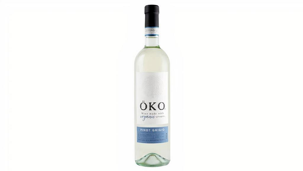 Oko Pinot Grigio · 750ml. 12% ABV. Made with organic grapes. Aromas of fresh fruit, bright flavors of citrus and crisp acidity. It is produced from organically farmed vineyards in Veneto, Italy.