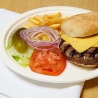 Cheeseburger · 100% all beef, grilled to perfection.