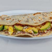 Baleadas Regular  · Frijol queso crema huevo aguacate y carne.