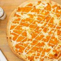 Buffalo Chicken Pizza · Grilled chicken mixed with spicy buffalo sauce and drizzled with ranch.