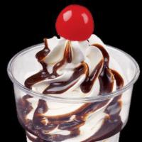 Old Fashioned Cups  · Pre made ice cream with syrup topping and a cherry on the top.
