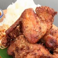 Thai Fried Chicken(Gai Tod Hat Yai) · chicken marinate ours in a rich seasoning made with lots of garlic, coriander root, pepperco...