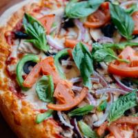 Garden Veggie Pizza (Sei) (Large) · Marinara sauce, basil, mozzarella cheese, mushrooms, red onions, green peppers, black olives...