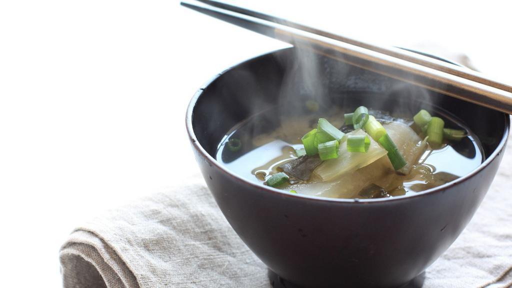 Miso Soup · Light and savory traditional Japanese soup.