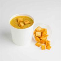Lentil Soup (Vegetarian) · Served with pita chips.