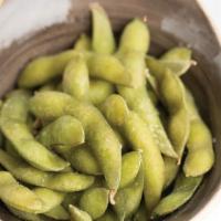 Edamame · Steamed whole soy bean in pod lightly salted.
