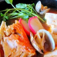 Cod Fish Stew (생대구매운탕) · Flaky codfish in spicy stew of tofu and root vegetables.