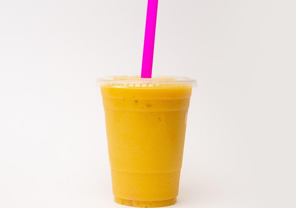 Malibu Mango Smoothie · Four varieties of mango, banana, and pineapple that is blended to perfection with a splash of yogurt.