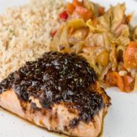 Caribbean Jerk Salmon · A delicate salmon fillet is slowly baked in a zesty sauce of traditional Caribbean spices.  ...