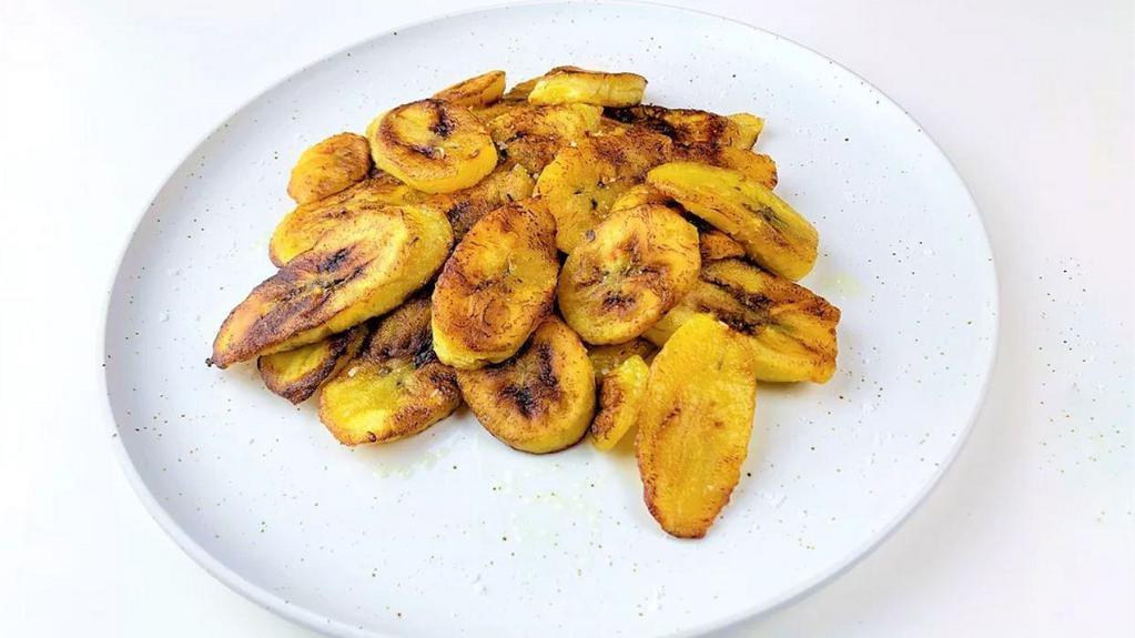 Sweet Plantains · Thick slices of ripe plantains, fried and sprinkled with kosher salt. Vegetarian.