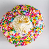 Party Like It'S Your Birthday! Vanilla · Birthday cake donut topped with vanilla buttercream and birthday sprinkles.