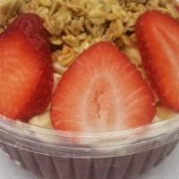 Acai Berry Bowl · 16 oz. Organic acai blended with strawberry, blueberry, banana and almond milk. Toppings inc...