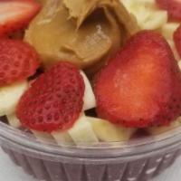 Peanut Butter Acai Protein Bowl · Organic acai blended with banana, protein, peanut butter and almond milk. Topped with granol...
