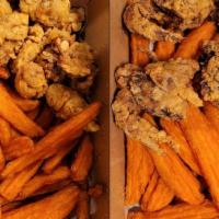 Fried Oyster Basket · All comes with french fries or sweet potato fries. no substitute.