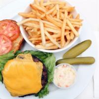 Cheeseburger · 1/2 lb. Served with homemade coleslaw and a pickle.