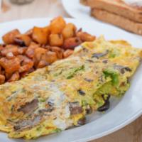 Create Your Own Omelette · Served with potatoes and toast.