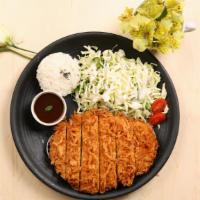 Pork Cutlet · Pork Cutlet with Rice. It comes with salad, soup.