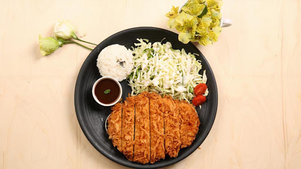 Pork Cutlet · Pork Cutlet with Rice. It comes with salad, soup.