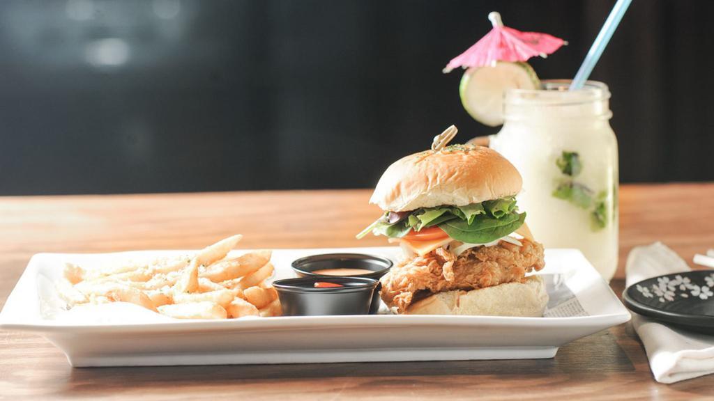 Chicken Burger · Deep fried chicken thigh patty with your choice of add-ons and our homemade sauce