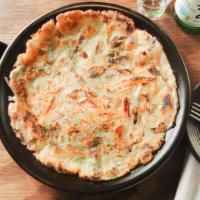 Scallion Pancake With Seafood · Crispy and chewy pancake with scallion, mixed seafood & vegetable