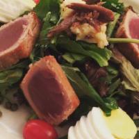 Yellow Fin Tuna Niçoise Salad · Consuming raw or undercooked meats, poultry, seafood, shellfish or egg may increase your ris...