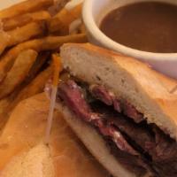 French Dip Steak · With horseradish mayonnaise and red wine au jus.