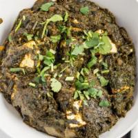 Palak Paneer · Top menu item. Cottage cheese cooked with spinach, tomatoes, spices and mild sauce. Served w...