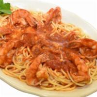 Skinny Garlic Shrimp Pasta · Basil, spinach & fresh tomato sauce.