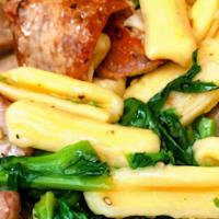 Cavatelli Con Broccoli Rabe & Sausage · Freshly made cavatelli, broccoli rabe, and sausage sauteed in olive oil, garlic and a touch ...