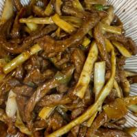 Shredded Beef With Bamboo Shoots · sauteed with red chili and garlic