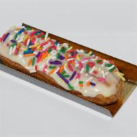 Eclair  Birthday Cake · Birthday cake flavored pastry cream with vanilla glaze and rainbow sprinkles