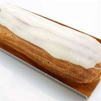 Eclair Vanilla · Vanilla flavored pastry cream with vanilla glaze