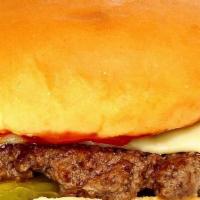 Classic Cheeseburger · Yella’s burger blend, white American cheese, pickles, ketchup, potato roll