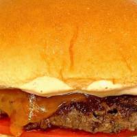 The Yella Burger · Yella’s burger blend, cheddar cheese, lettuce, tomato, onions, pickles, secret sauce, potato...