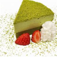 Green Tea Double Fromage Cheesecake  · Contains: Eggs, dairy, gelatin, gluten. Double Fromage Cheesecake made with matcha. Flavor e...