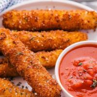 Mozzarella Sticks (6 Pieces) · Crispy on the outside, melty on the inside. With marinara sauce on the side