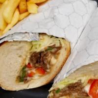 Bulgogi Cheese Steak Sandwich & Fries · Hero sandwich with marinated rib-eye beef, onions, green peppers, mozzarella cheese, and top...