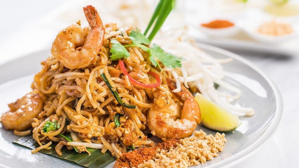 Pad Thai · Popular. Known as one of the most popular Thai noodle dishes, our version features stir fried thin rice noodles mixed with a tangy tamarind sauce combined with egg, tofu, bean sprouts, and ground peanuts. Your choice of protein.