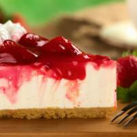 Strawberry Cheesecake · Creamy cheesecake with graham cookie crust and a sweet strawberry topping.