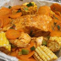Salmon & Shrimp · Salmon and shrimp combo that comes with your choice of two sides. This combo can be steamed ...