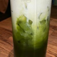 D03=Green Thai Iced Tea · Green thai tea on top with half&half milk. Contains less sugar.