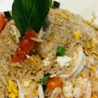 Fr02=Basil Fried Rice · Spicy. Comes with egg, onion, basil and bell pepper.