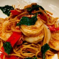 N09=Spaghetti Basil Mixed Seafood · Spicy.