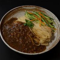 Zha Jiang Noodle 炸酱面 · Caramelized ground pork, soy bean paste, and cucumber.
