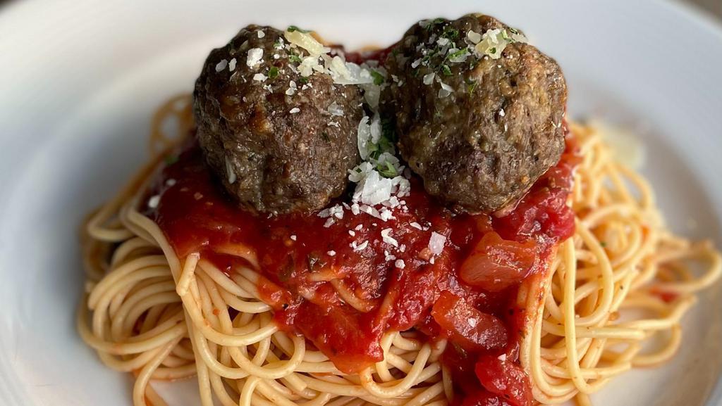 Pasta With Meatballs · the classic italian meatball with our house made marinara lightly topped with parmesan cheese