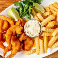Fried Shrimp And Chips · Thinly sliced and crispy.