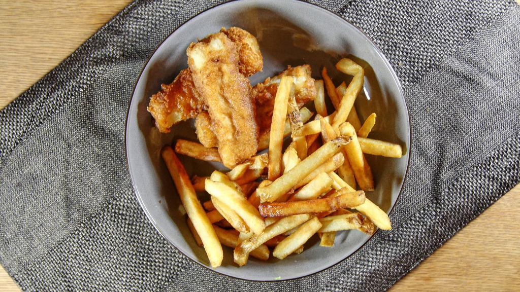 Fish & Chips · Golden fried filet of codfish with French fries.
Served with Tartar Sauce.