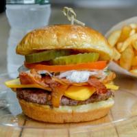 Bacon Cheese Burger · 1/4 lb burger, American cheese, bacon.